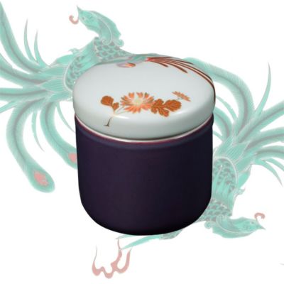 菊鳳凰紋 紫紺彩磁 サイズ：分骨壺 (深川製磁) ミニ骨壺